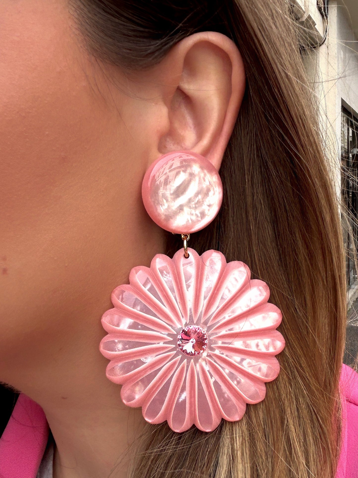 BOUCLES D'OREILLES - PENSÉE ROSE