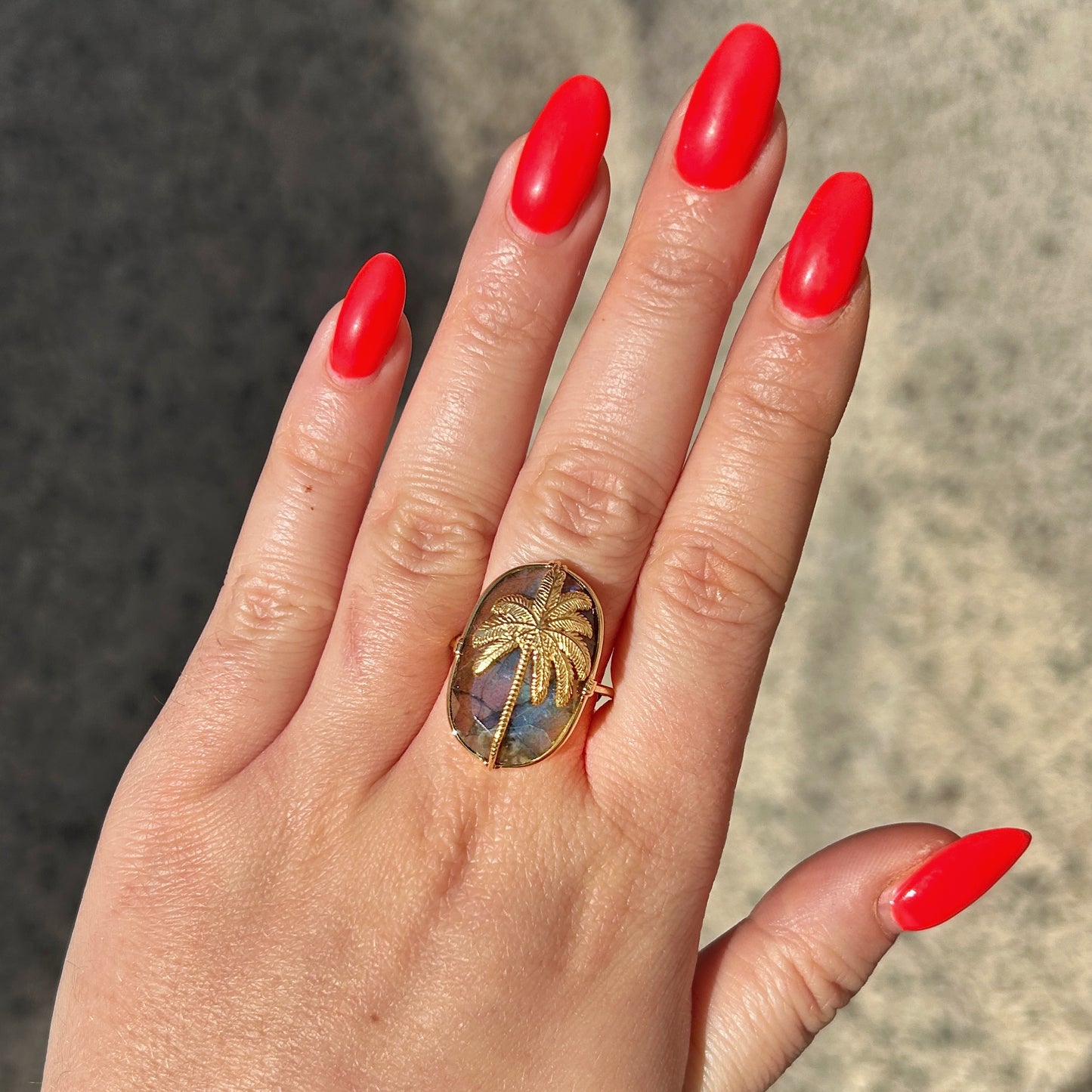 Bague palmier Au Fil de Lo labradorite