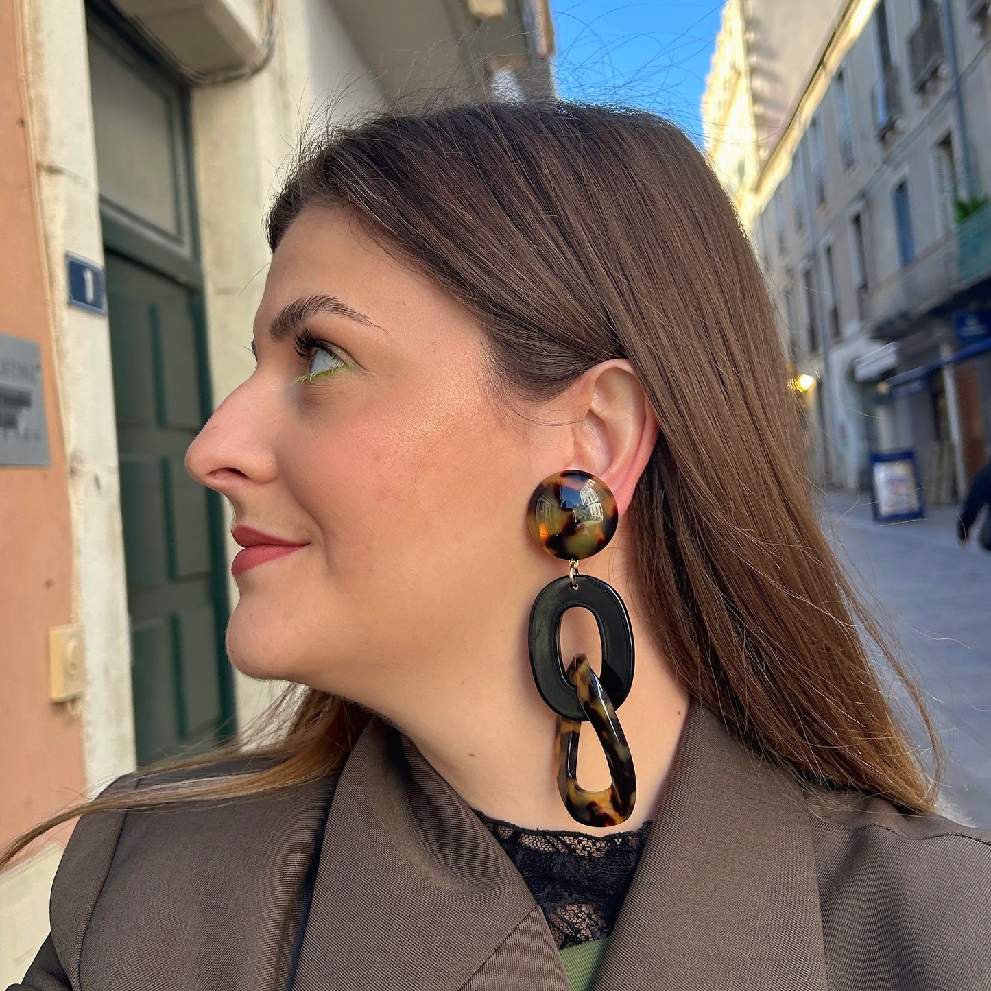 BOUCLES D'OREILLES - DOUBLE MESSE LEOPARD