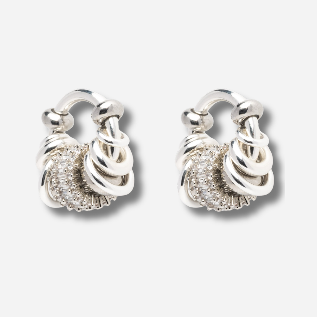 Boucles d’oreilles Chrome Argent Sigal avec cristaux