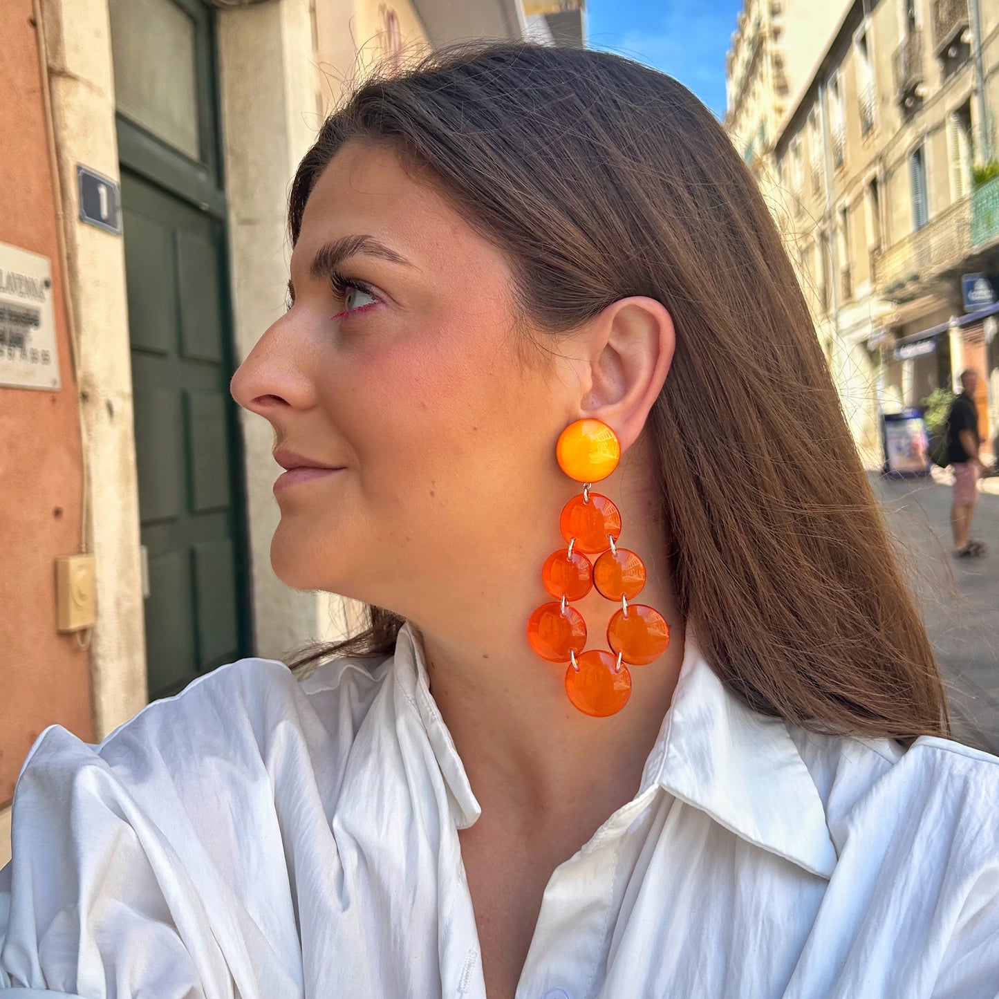 BOUCLES D'OREILLES - CRISTALLINES ORANGE