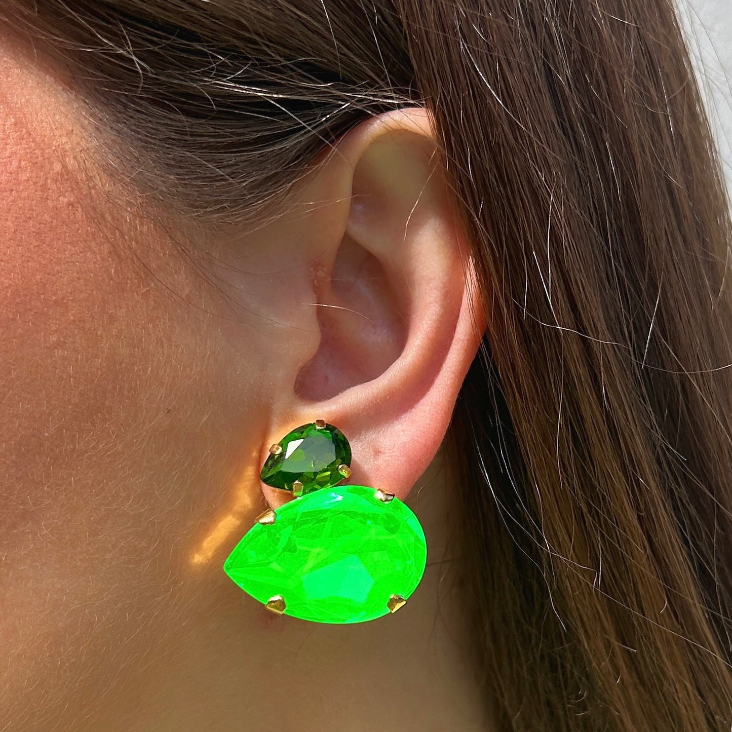 Boucles d’oreilles Dolira Cactus clip Crézus vert fluo