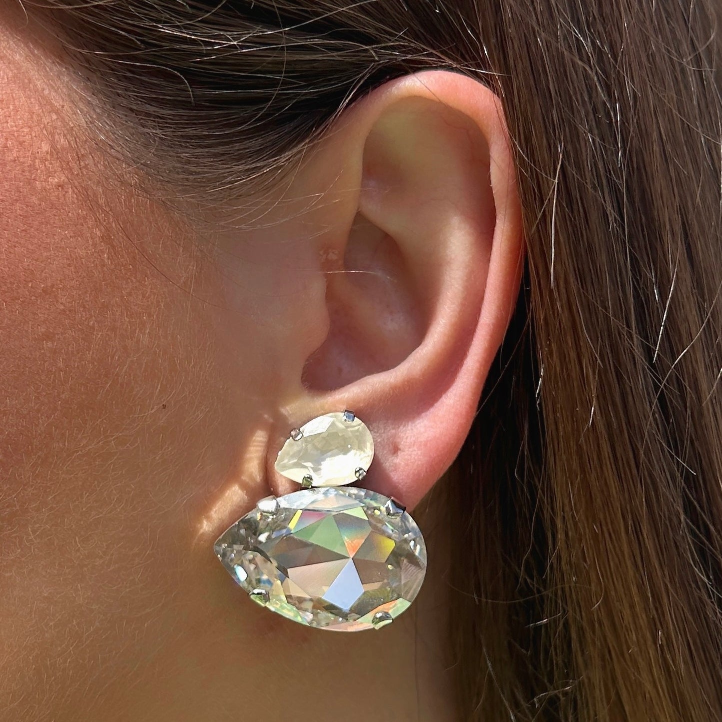 Boucles d’oreilles Dolira Silver clip Crézus cristal transparent argenté