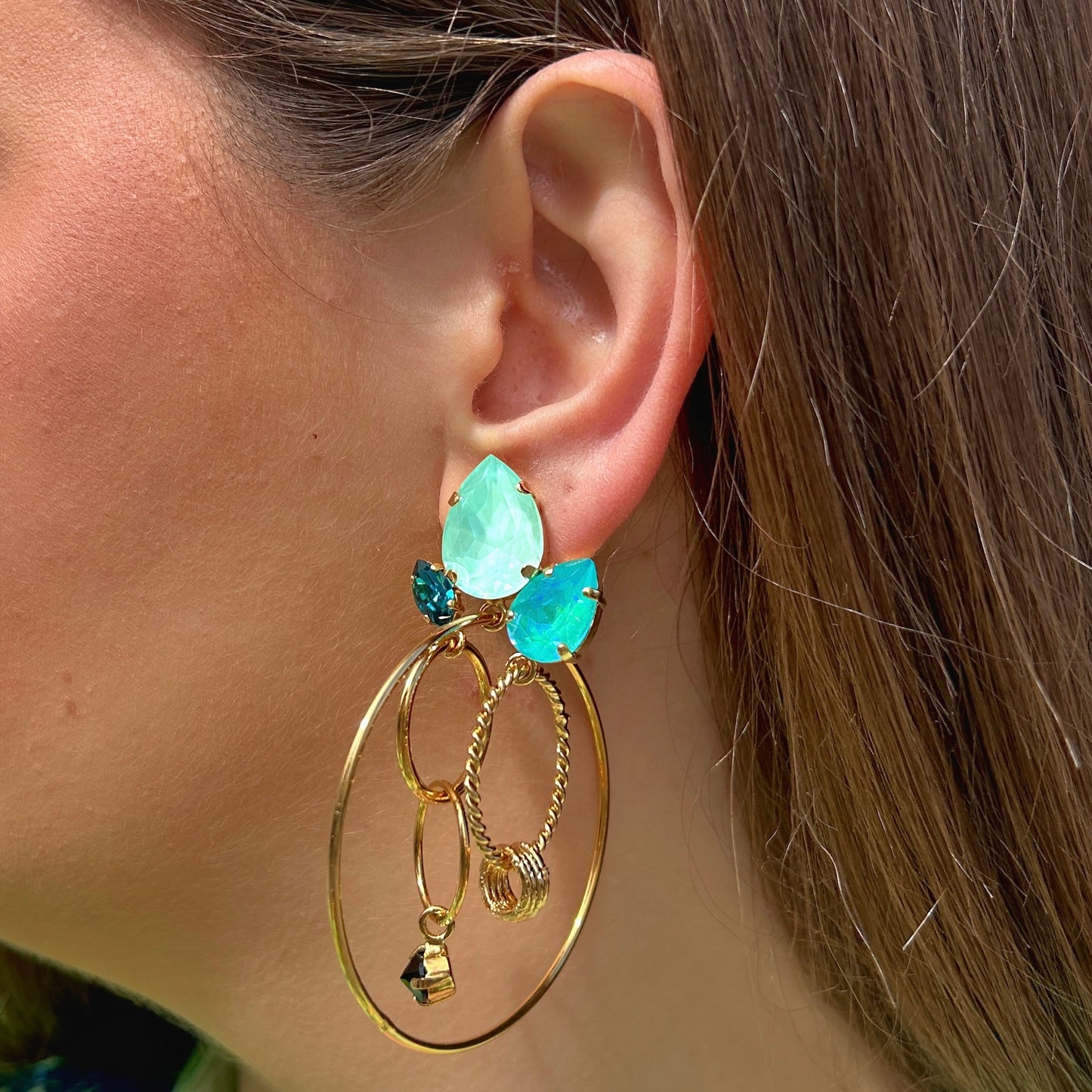Boucles d’oreilles Koena Bora clip Crézus turquoise