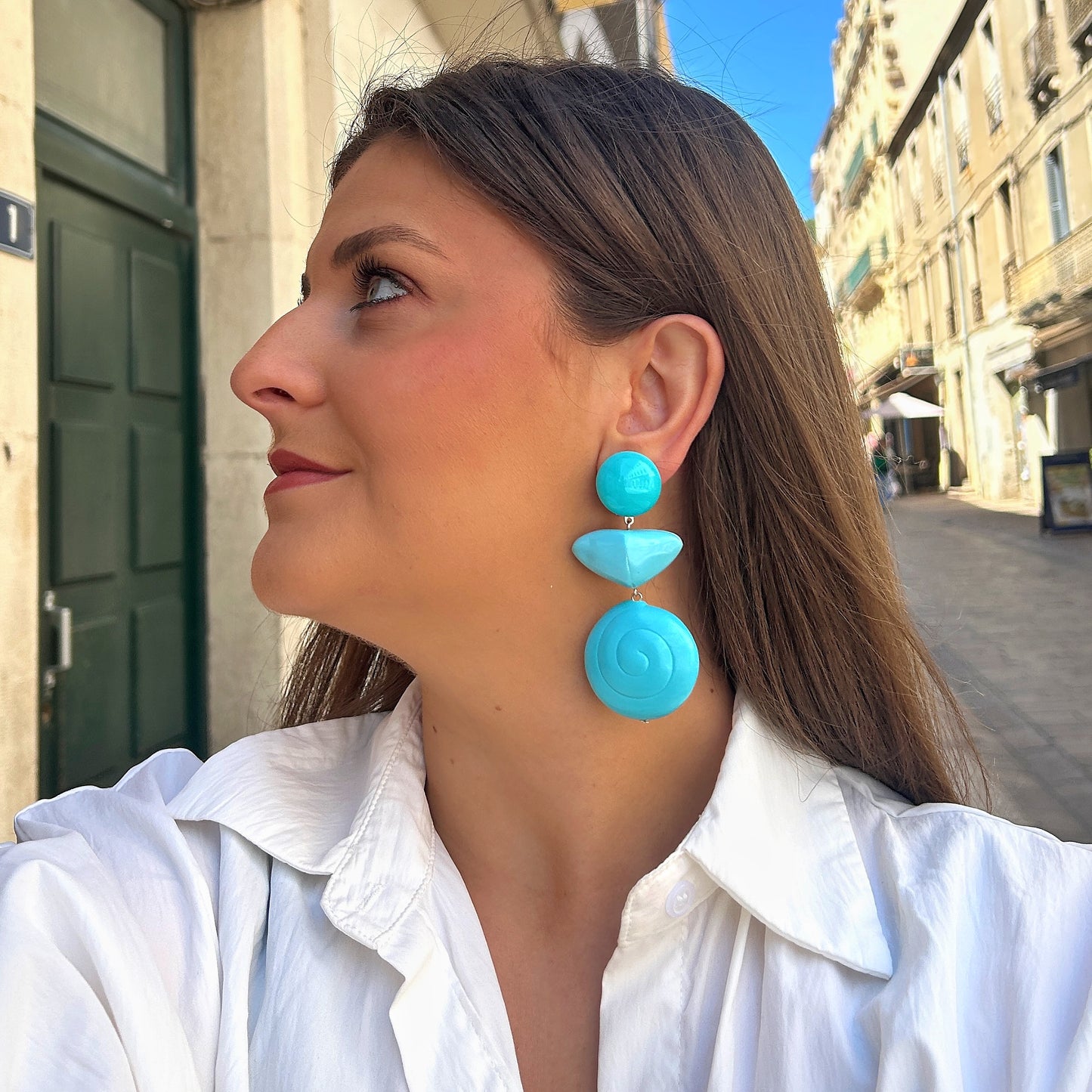 Boucles Lexa Turquoise Francine Bramli Paris à clip
