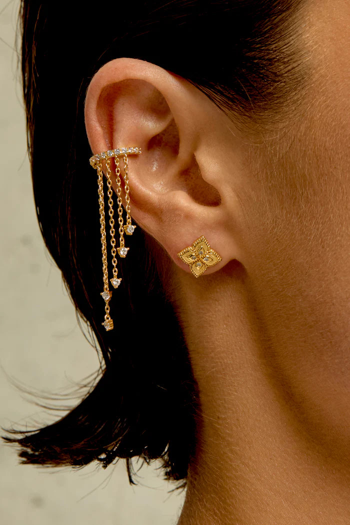 Boucles Lotus Mya Bay dorées fleur zircon