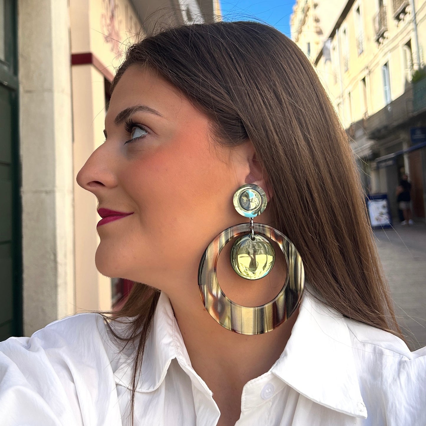 Boucles d’oreilles Cloé Onyx Miroir Francine Bramli Paris