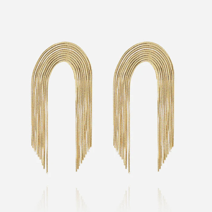 Boucles d’oreilles Giave ZAG en acier inoxydable doré ou argenté avec chaînes pendantes