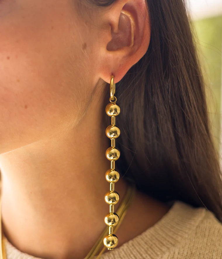 Boucles d’oreilles Numa ZAG en acier inoxydable doré avec perles pendantes