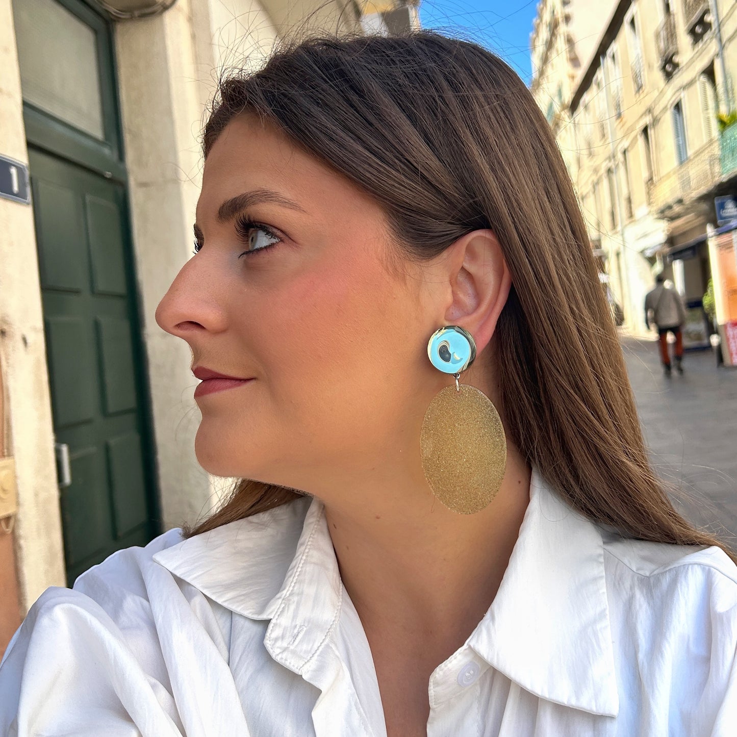 Boucles Paillettes Kaki Francine Bramli Paris