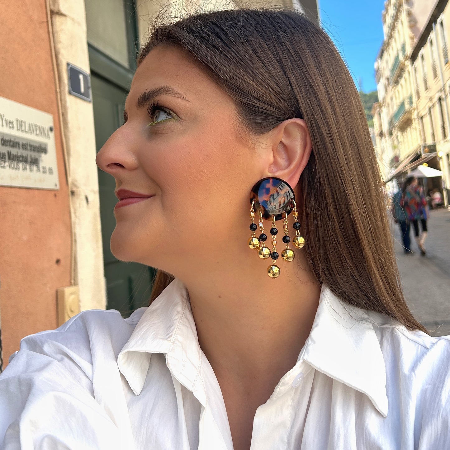 Boucles Pampilles Écaille Tokyo Francine Bramli Paris à clip