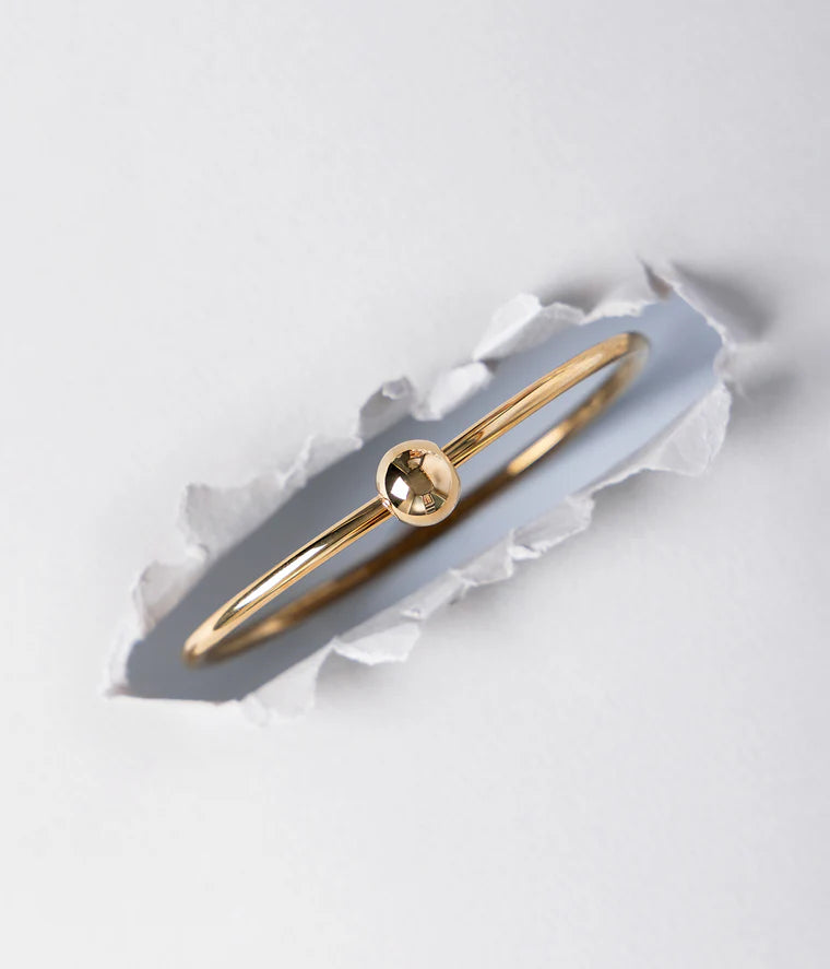 Bracelet jonc Bianca ZAG acier inoxydable doré avec boule centrale bracelet femme Divinity Sète