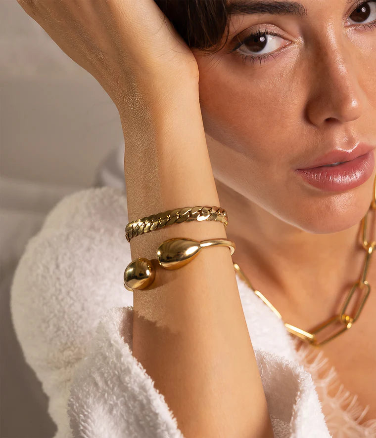 Bracelet jonc Teru gouttes dorées femme élégant Divinity Sète
