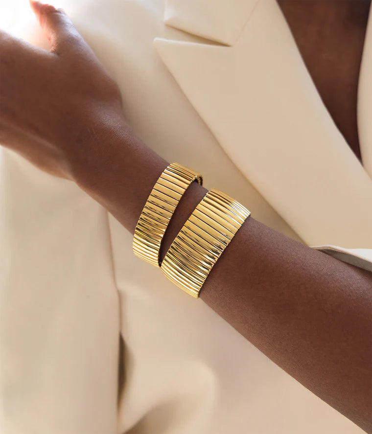 Bracelet jonc Timea extensible doré ou argent femme moderne Divinity Sète