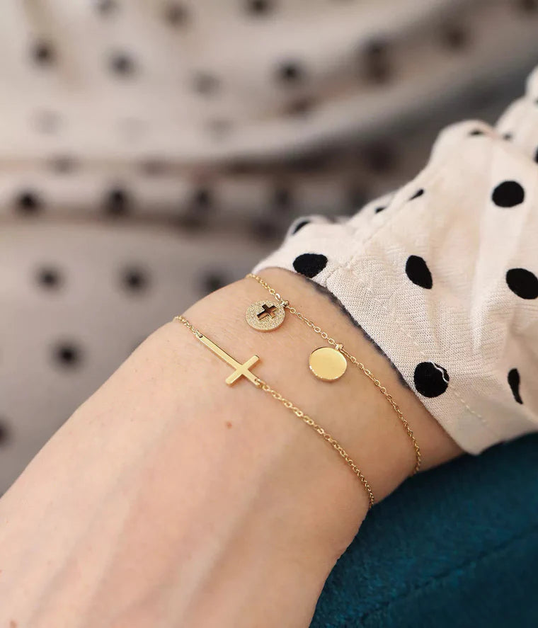 Bracelet Spirit ZAG en acier doré ou argenté avec croix minimaliste