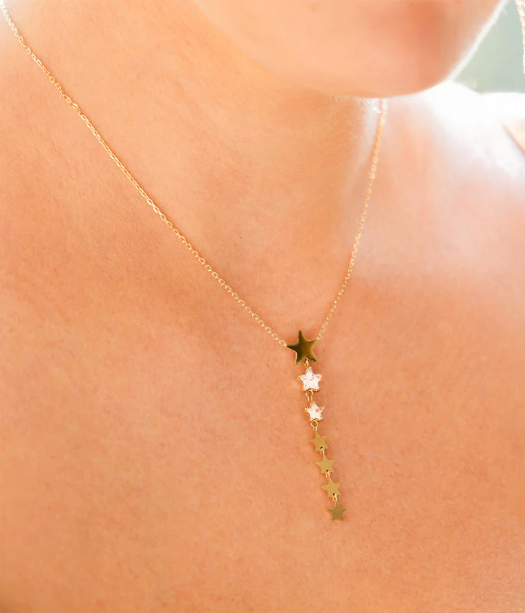 Collier Akiva ZAG étoiles pendantes acier inoxydable doré bijou femme Divinity Sète
