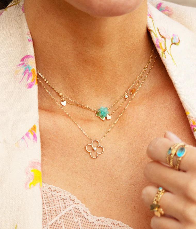 Collier Arisa ZAG multi cœurs acier inoxydable doré bijou femme Divinity Sète