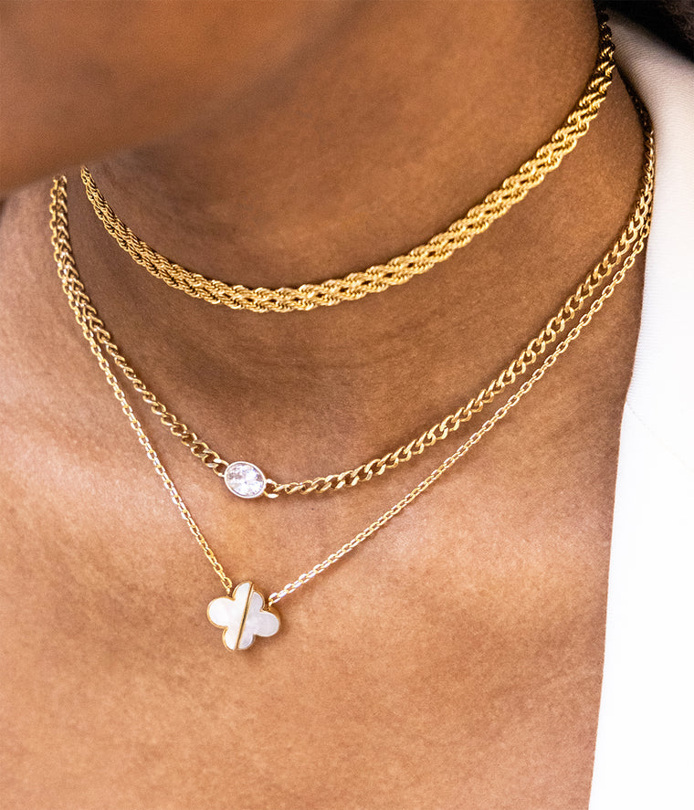 Collier Grazia ZAG chaîne maille zircon acier inoxydable doré bijou femme Divinity Sète