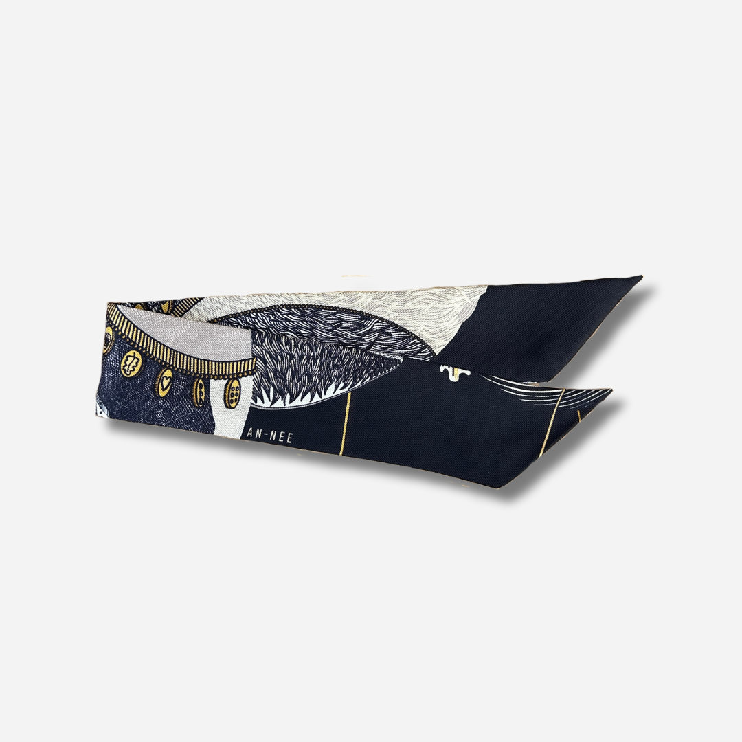 RUBAN 4 CM - CERF BOHÈME NOIR