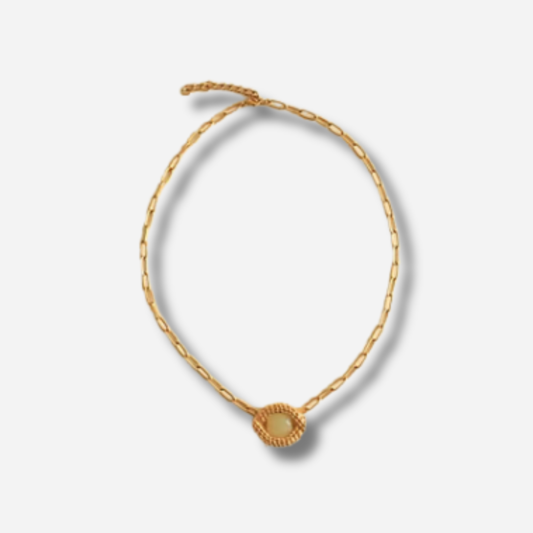 COLLIER - OEIL DE CAIMAN  QUARTZIDE JADE OIL