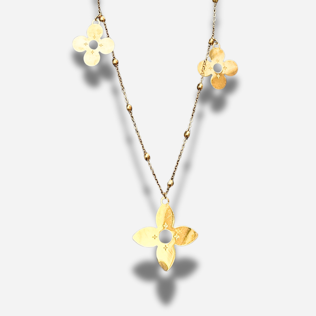 COLLIER - CINQ FLEURS DORÉES