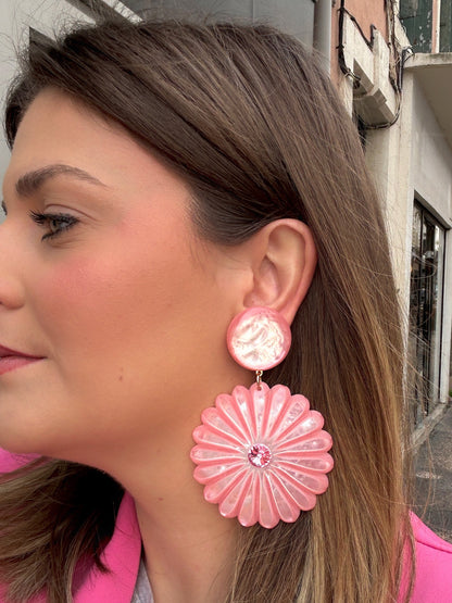 BOUCLES D'OREILLES - PENSÉE ROSE