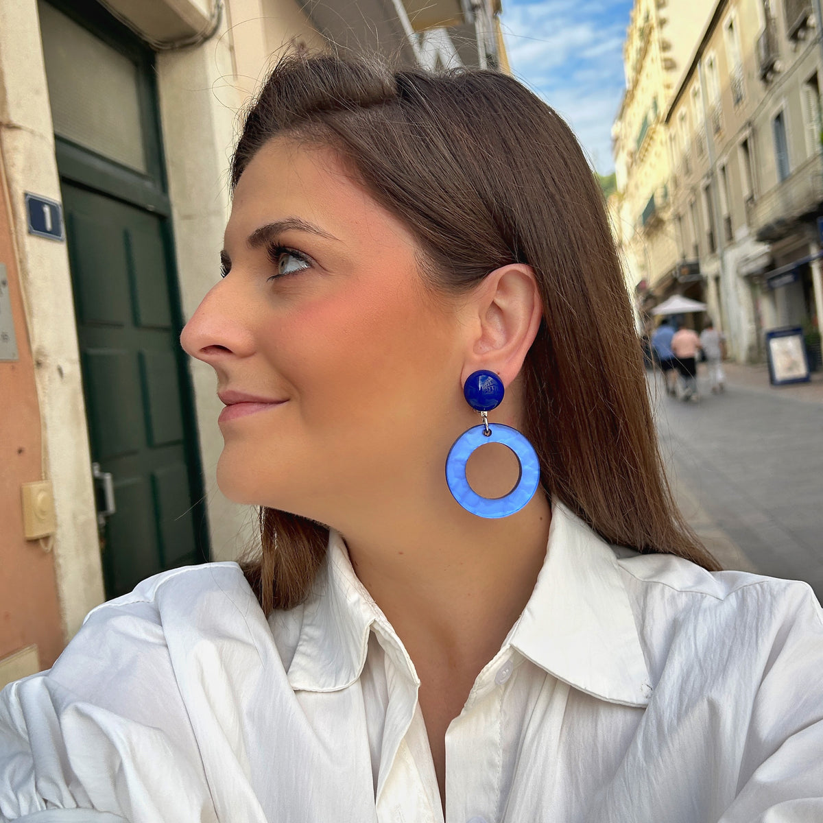 BOUCLES D'OREILLES - CYBILLE GIVRÉE BLEU XS