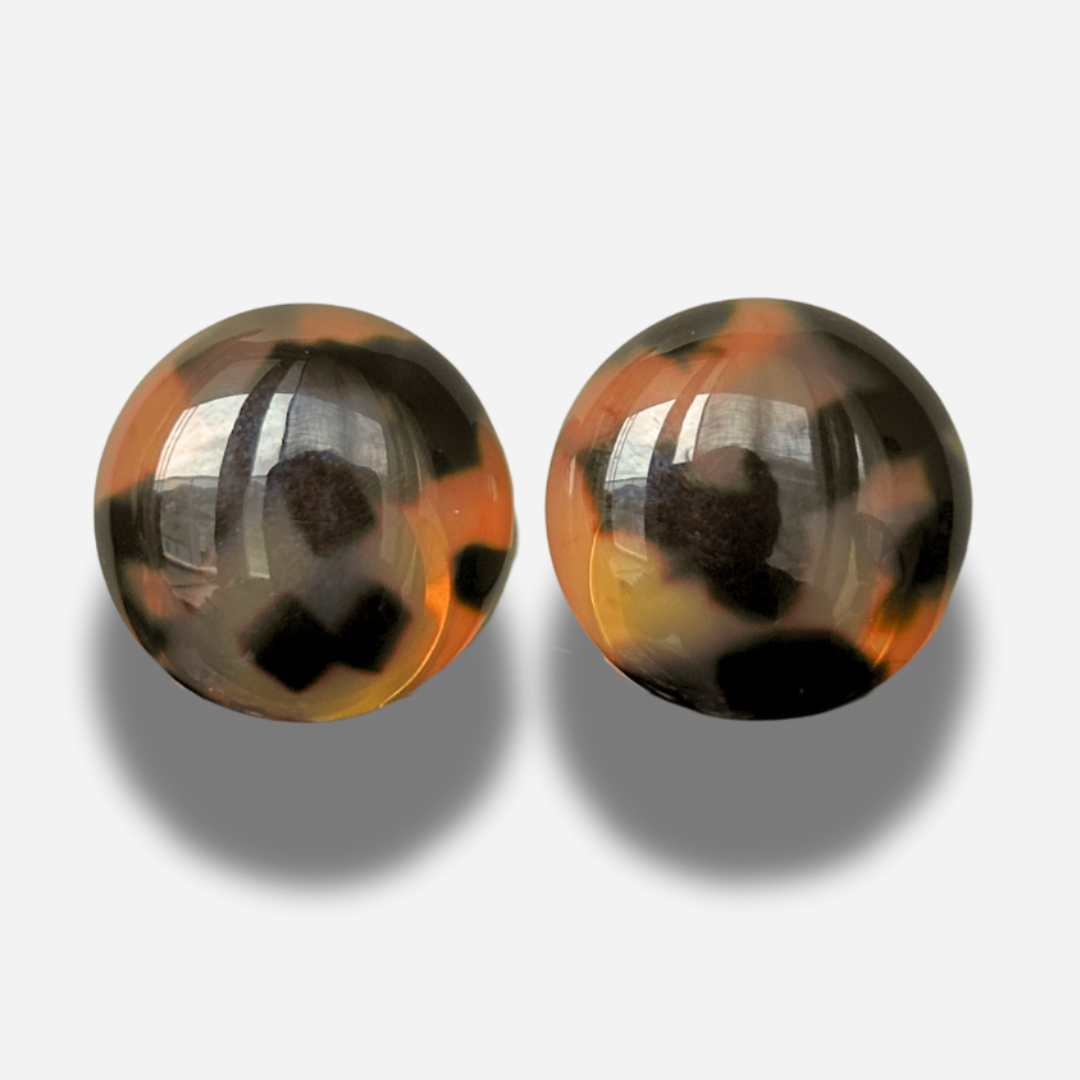 Boucles d’oreilles Rainball Écaille de Tokyo Francine Bramli Paris en résine écaille ronde vintage chic