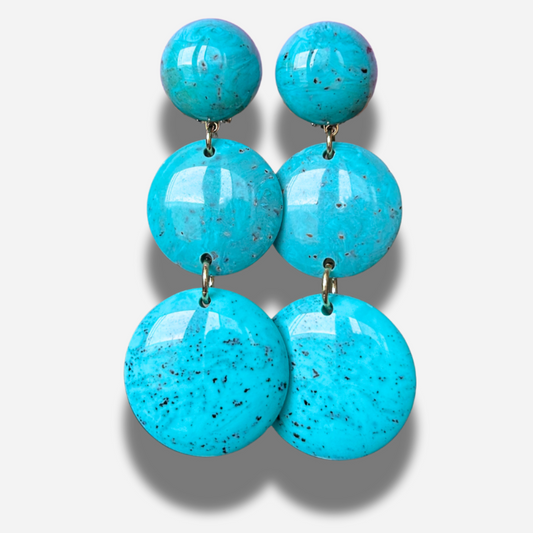 Boucles Salsa Longues Turquoise Francine Bramli Paris effet minéral chez Divinity Sète
