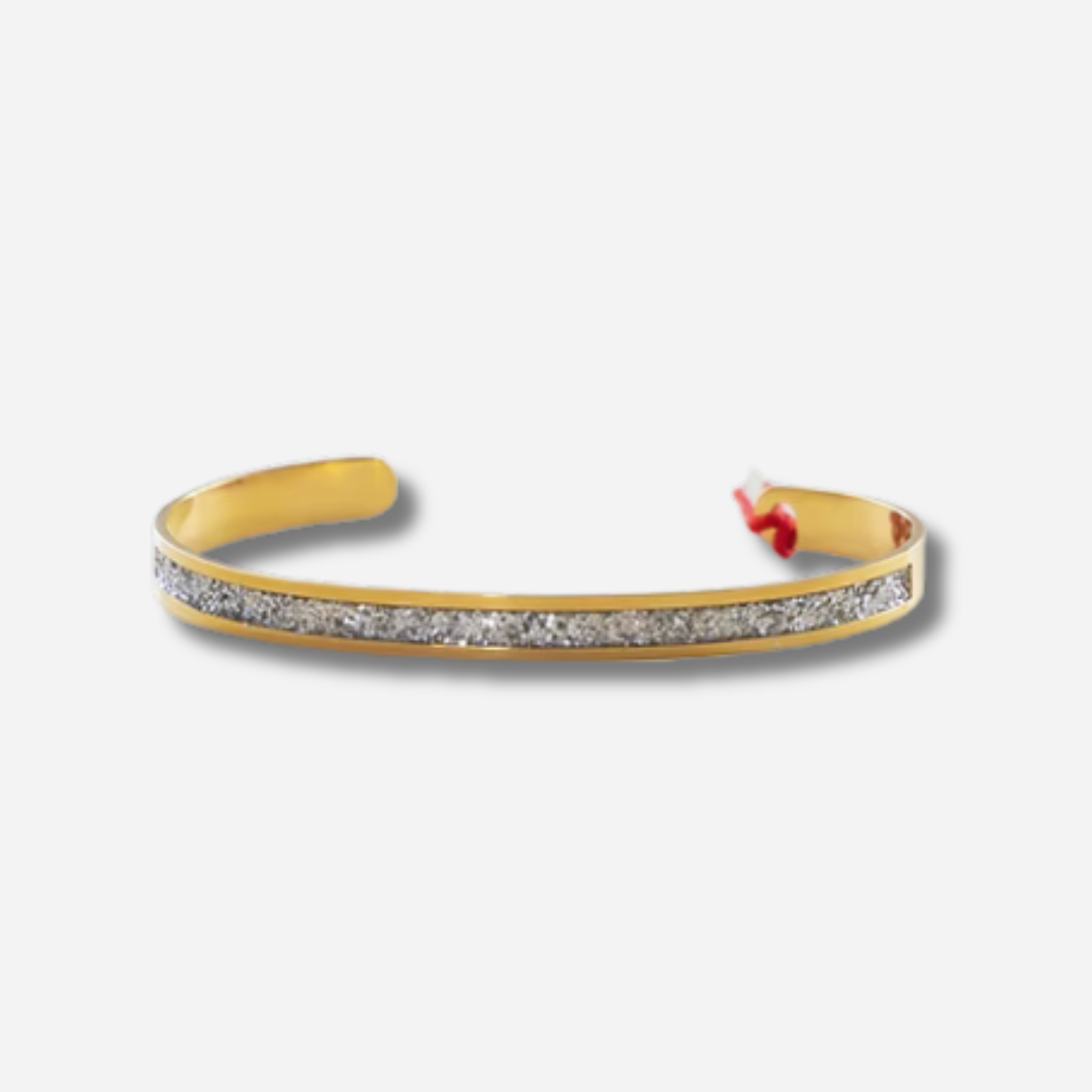 Bracelet jonc Orizonte Argent Amadrina doré avec finition argent pailletée