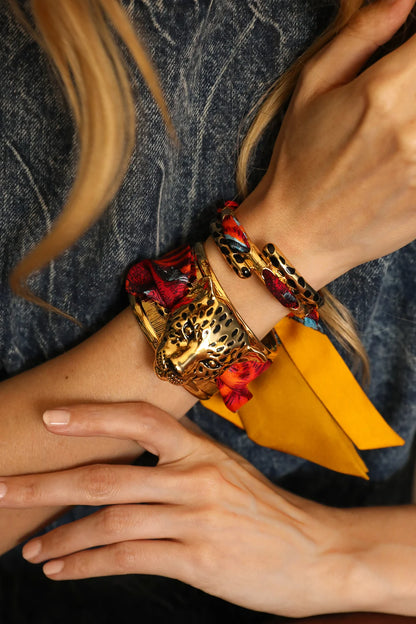 Ruban en soie 4 cm Tigre Pop multicolore An-née pour manchette
