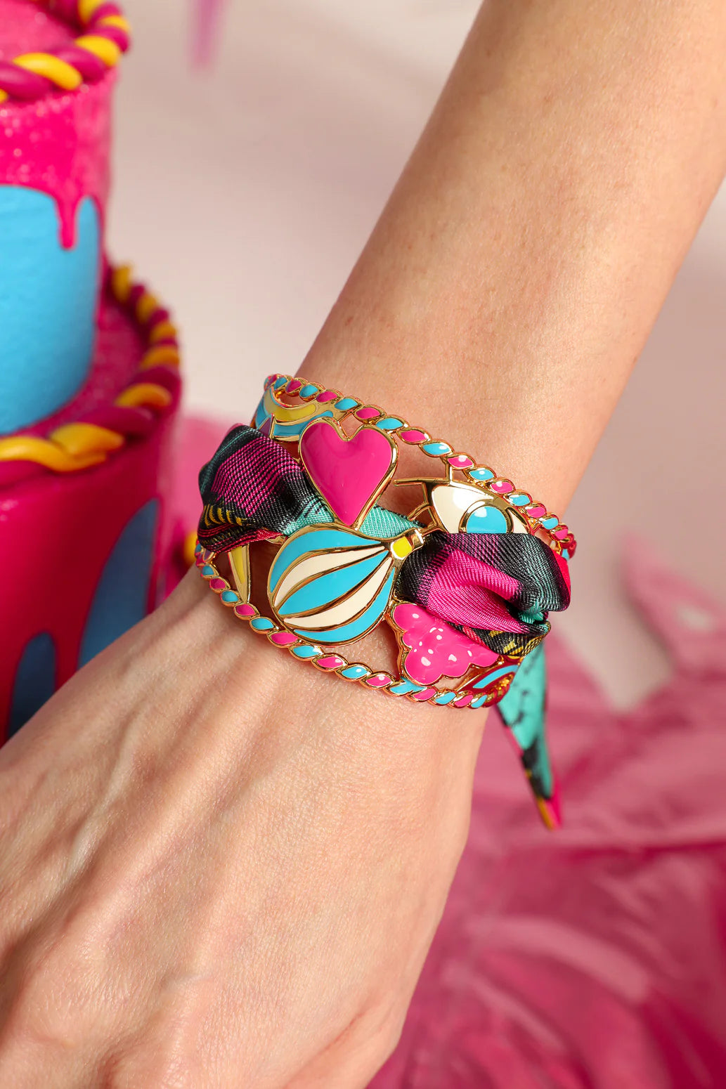 Ruban 4 cm La Fete flashy foulard coloré bijou manchette femme