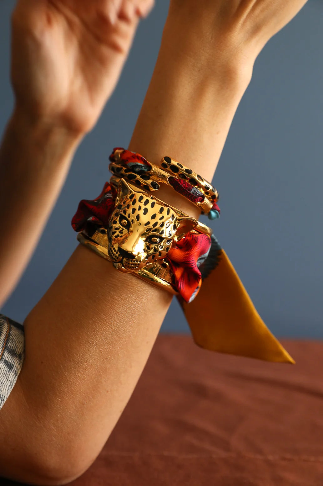 Ruban en soie 4 cm Tigre Pop multicolore An-née pour manchette
