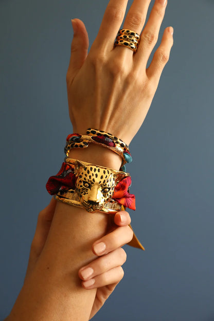 Ruban en soie 4 cm Tigre Pop multicolore An-née pour manchette
