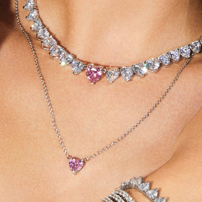 COLLIER - COEUR ROSE