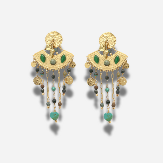 BOUCLES D'OREILLES - ÉVENTAILS DE TURQUOISE