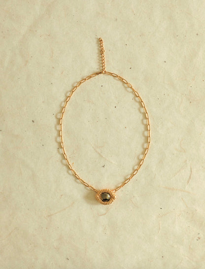 COLLIER - OEIL DE CAIMAN PYRITE