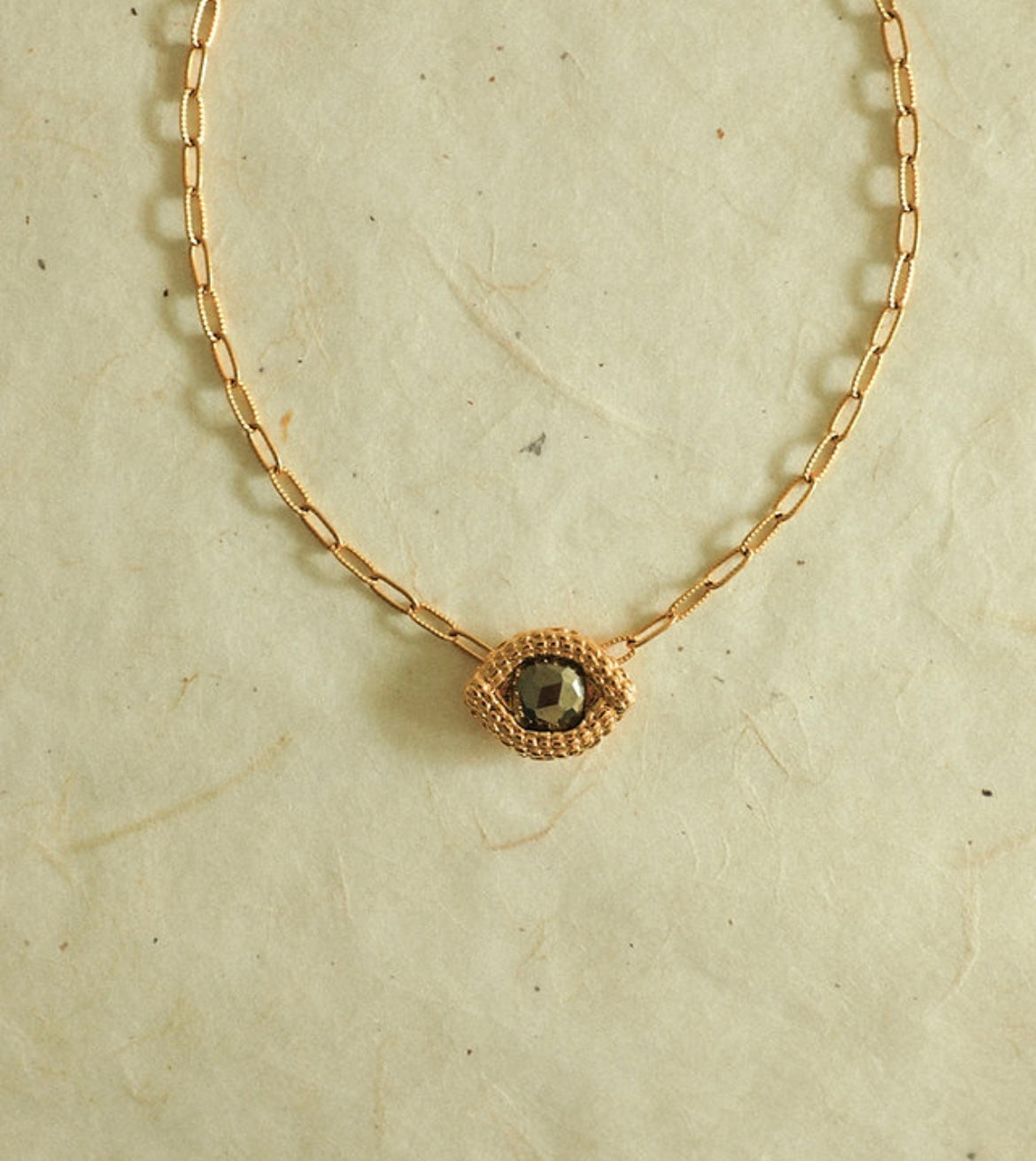 COLLIER - OEIL DE CAIMAN PYRITE