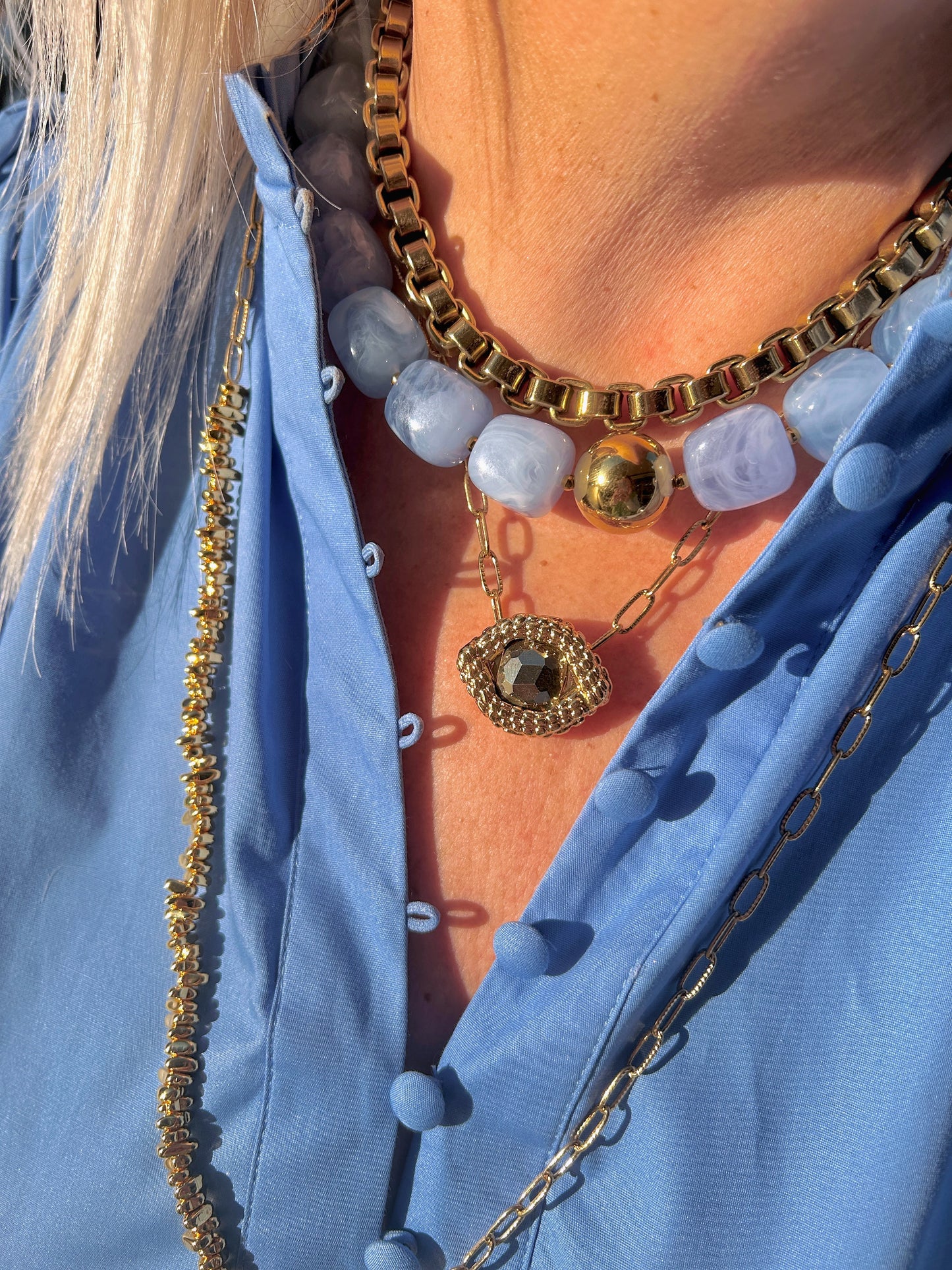 COLLIER - OEIL DE CAIMAN PYRITE