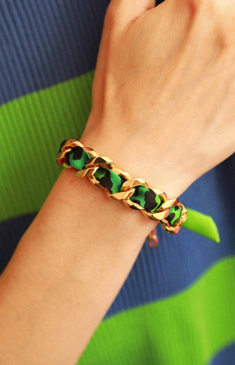 RUBAN 1 CM - LÉOPARD VERT ET ROSE