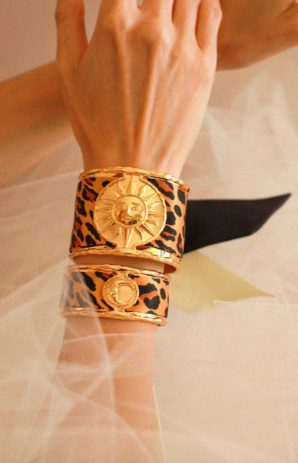 RUBAN 4 CM - LÉOPARD NOIR ET BLANC