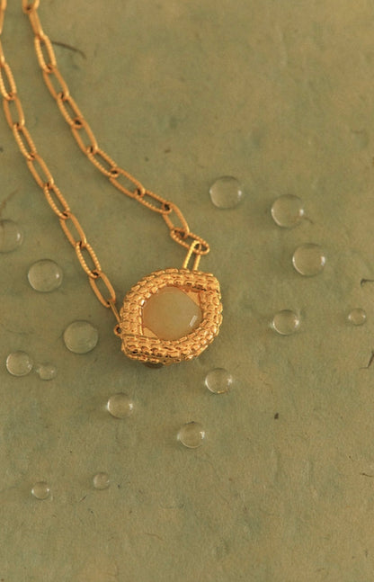 COLLIER - OEIL DE CAIMAN  QUARTZIDE JADE OIL