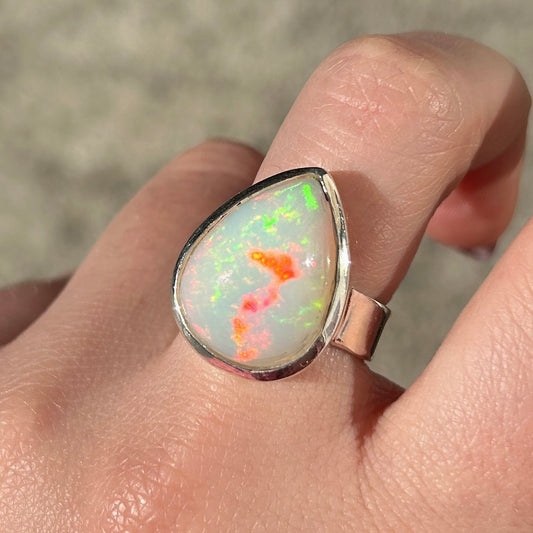 BAGUE - OPALE WELO D'ÉTHIOPIE ARGENT 925