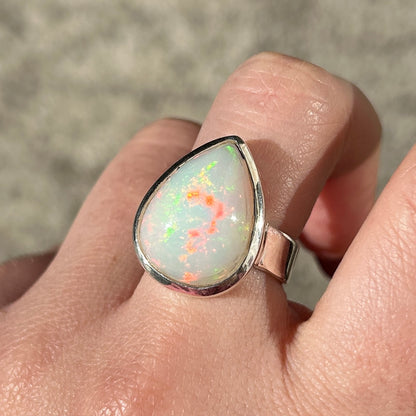 BAGUE - OPALE WELO D'ÉTHIOPIE ARGENT 925