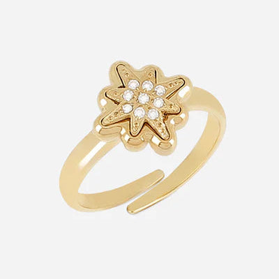 Bague Acilia ZAG acier doré étoile zirconiums ajustable bijou femme lumineux Divinity Sète
