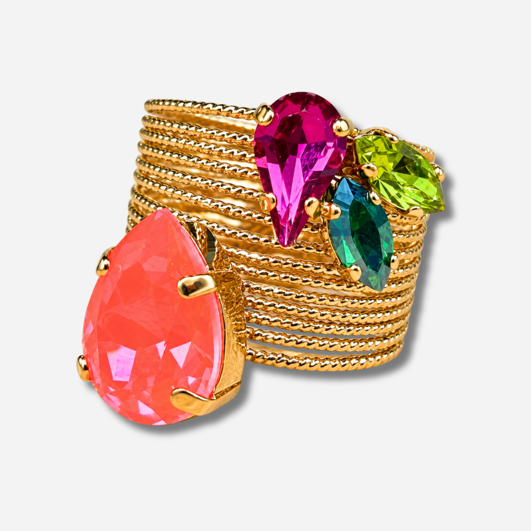 Bague Aiona Fluo Crézus multicolore néon doré réglable