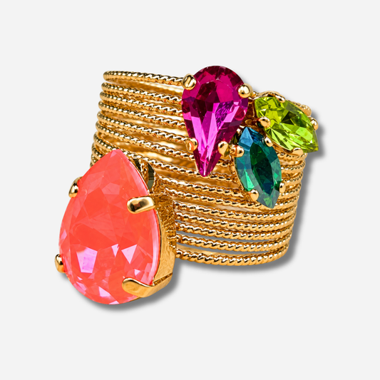 Bague Aiona Fluo Crézus multicolore néon doré réglable