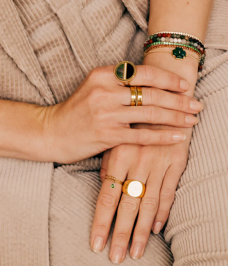Bague Alami ZAG acier doré multi rangs effet accumulation ajustable bijou femme Divinity Sète