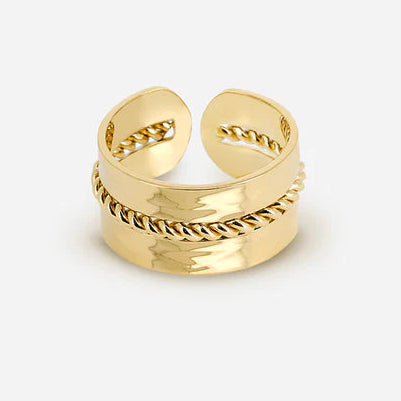 Bague Alami ZAG acier doré multi rangs effet accumulation ajustable bijou femme Divinity Sète
