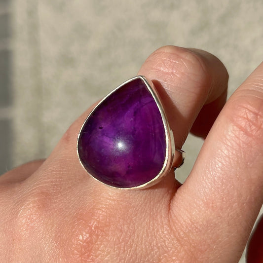 Bague améthyste goutte argent 925 pierre naturelle violette